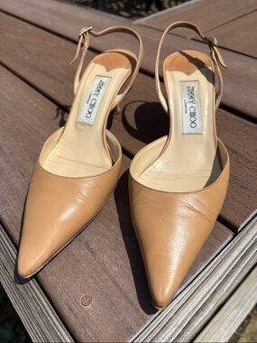 Jimmy Choo Tilly Leather Pointed-Toe Slingback Heels
